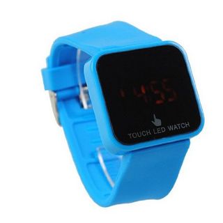 Eeleva Silicone Touch Screen Creative Red LED Flashing Wristband Light Blue