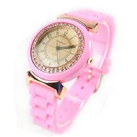 Eeleva  WOMAGE Rubber Quartz Jelly Candy Wrist Pink