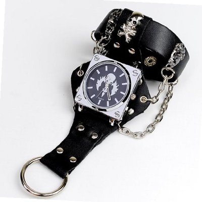 Punk Gothic Ladies   Gens' Genuine Leather Bracelet Cuff Bangle