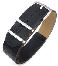 20mm Black Custom made NATO genuine leather strap