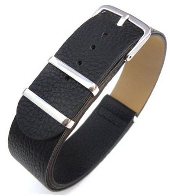 20mm Black Custom made NATO genuine leather strap