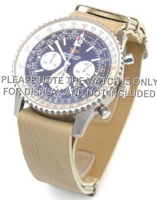 20mm Cream Custom made NATO genuine leather strap fits Breitling Navitimer