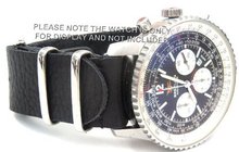 20mm Custom Hand made Black NATO genuine leather strap fits Breitling Navitimer