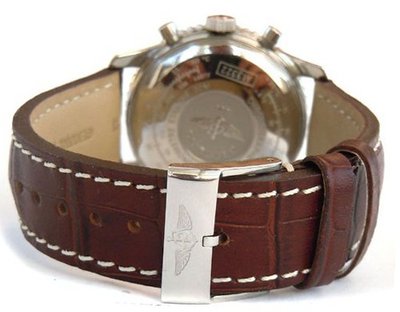 20mm Dark Brown Alligator Grain Padded Leather Strap For Breitling Navitimer