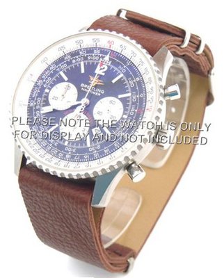 20mm Dark brown Custom made NATO genuine leather strap fits Breitling Navitimer