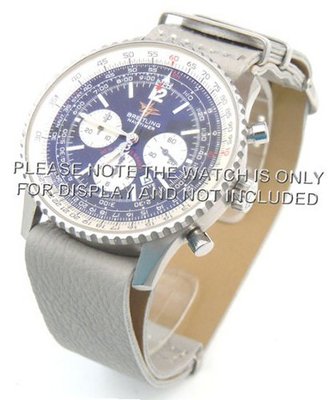 20mm Gray Custom made NATO genuine leather strap fits Breitling Navitimer