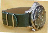20mm Green Custom made NATO genuine leather strap Fit Omega Seamaster Professional