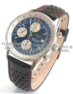 20mm Rally Perforated Leather strap contrast Red stitching for Breitling Navitimer
