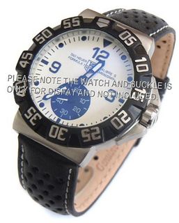 20mm Rally Perforated Leather strap contrast white stitching for TAG Heuer Carrera & Formula 1