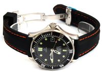 20mm 'soft touch' silicon rubber strap with ORANGE stitching on stainless steel deployment Fits Omega Seamaster Professional