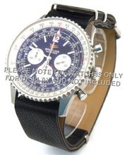 22mm Black Custom made NATO genuine leather strap fits Breitling Navitimer