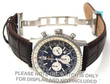 22mm Brown Crocodile Strap on deployant buckle Fits Breitling Navitimer