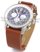 22mm Brown Custom made NATO genuine leather strap fits Breitling Navitimer