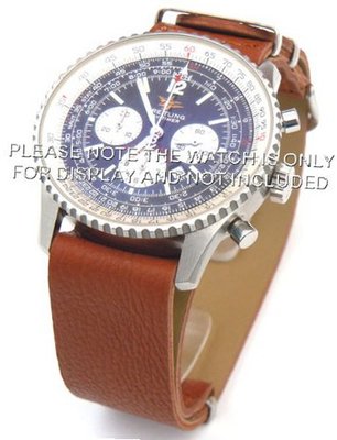 22mm Brown Custom made NATO genuine leather strap fits Breitling Navitimer