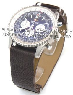 22mm Coffee Custom made NATO genuine leather strap fits Breitling Navitimer