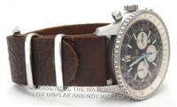 22mm Custom Hand made Coffee NATO genuine leather strap fits Breitling Navitimer