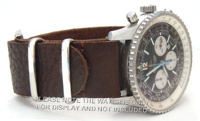 22mm Custom Hand made Coffee NATO genuine leather strap fits Breitling Navitimer