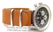 22mm Custom Hand made Tan NATO genuine leather strap fits Breitling Navitimer