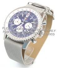 22mm Gray Custom made NATO genuine leather strap fits Breitling Navitimer