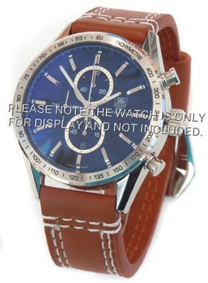 22mm Heavy Hand Stitches BLACK Leather Strap Fishtail Buckle ideal for big es Fits TAG Heuer Carrera