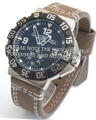 22mm Heavy Hand Stitches Olive Leather Strap Fishtail Buckle ideal for TAG Heuer Formula 1