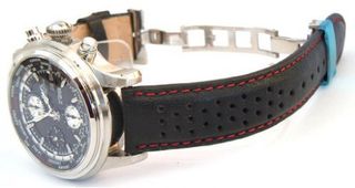 22mm Rally Perforated RED stitched Black Leather strap Butterfly deploymnent Clasp For BALL WATCHES