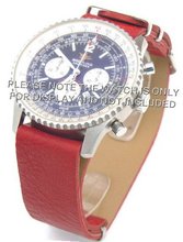 22mm Red Custom made NATO genuine leather strap fits Breitling Navitimer