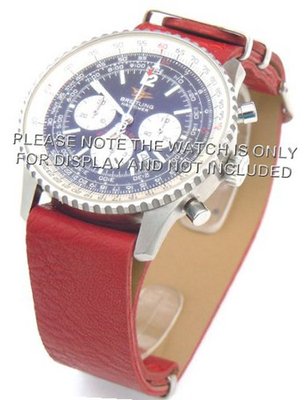 22mm Red Custom made NATO genuine leather strap fits Breitling Navitimer