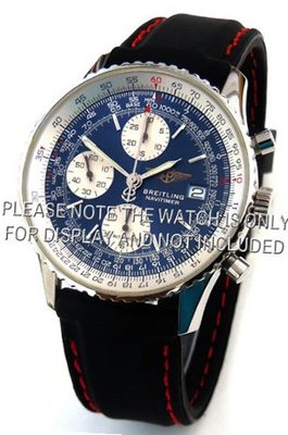 22mm 'soft touch' silicon rubber strap with RED stitching Fits Breitling Navitimer