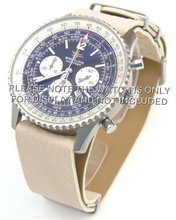 22mm White Custom made NATO genuine leather strap fits Breitling Navitimer