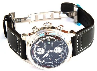Double Thickness Cut Edge Aviator Hand Made 22mm Black Leather strap on Deployment Clasp For BALL WATCHES