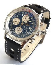 Grand Prix' 20mm Black Leather strap for Breitling Navitimer