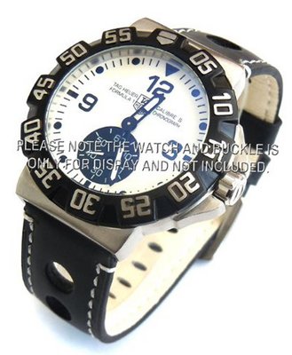 Grand Prix 20mm Black Leather strap for TAG Heuer Carrera & Formula 1