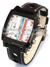 Grand Prix 22mm Black Leather strap for TAG Heuer Carrera or Monaco
