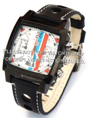 Grand Prix 22mm Black Leather strap for TAG Heuer Carrera or Monaco