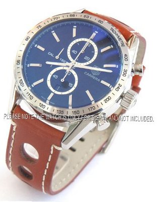 Grand Prix 22mm Brown Leather strap for TAG Heuer Carrera or Monaco