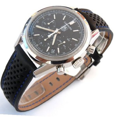 TAG Heuer Carrera Motorsport 20mm Leather Strap Blue Stitching
