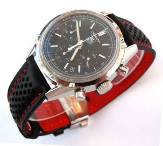TAG Heuer Carrera Motorsport 20mm Leather Strap, Red Stitching