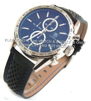 TAG Heuer Carrera Motorsport 22mm Leather Strap Blue Stitching