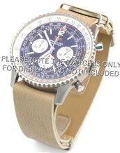 uEIEI 22mm Cream Custom made NATO genuine leather strap fits Breitling Navitimer 