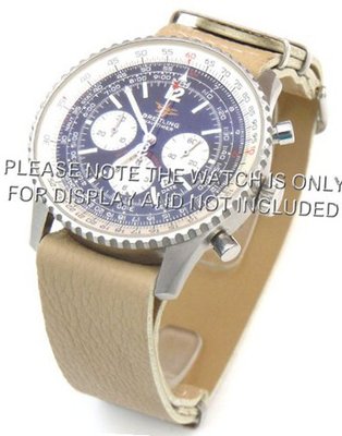 uEIEI 22mm Cream Custom made NATO genuine leather strap fits Breitling Navitimer 
