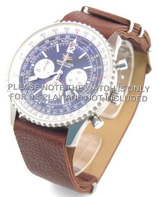 uEIEI 22mm Dark brown Custom made NATO genuine leather strap fits Breitling Navitimer 