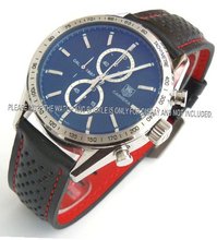 uEIEI TAG Heuer Carrera Motorsport 22mm Leather Strap Red Stitching 