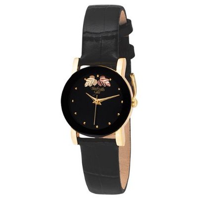 Elgin BHGL10 Black Hills Gold-Tone Black Strap Open Crystal