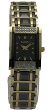 Elgin Diamond Dress Fashion Analog Facet Cut Ceramic EG318T