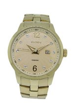 Elgin Diamond FG7086 Oversized Analog Champagne Date Gold Tone