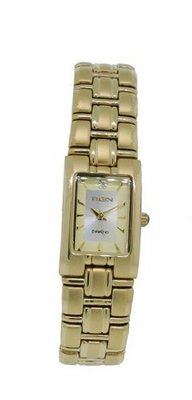 Elgin EG083 Ladies Gold Tone Diamond Quartz with Silver Dial