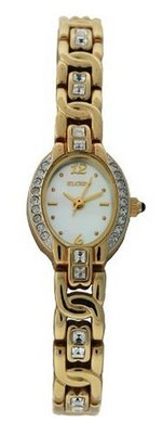 Elgin EG125N Oval Mother of Pearl White Crystal Analog Bracelet