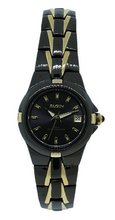 Elgin EG158N Black Analog Round Date Two Tone Bracelet Style