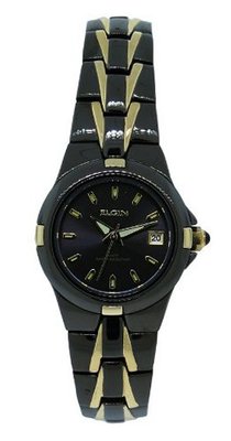 Elgin EG158N Black Analog Round Date Two Tone Bracelet Style
